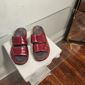 Propet Burgundy Leather Slide Sandals